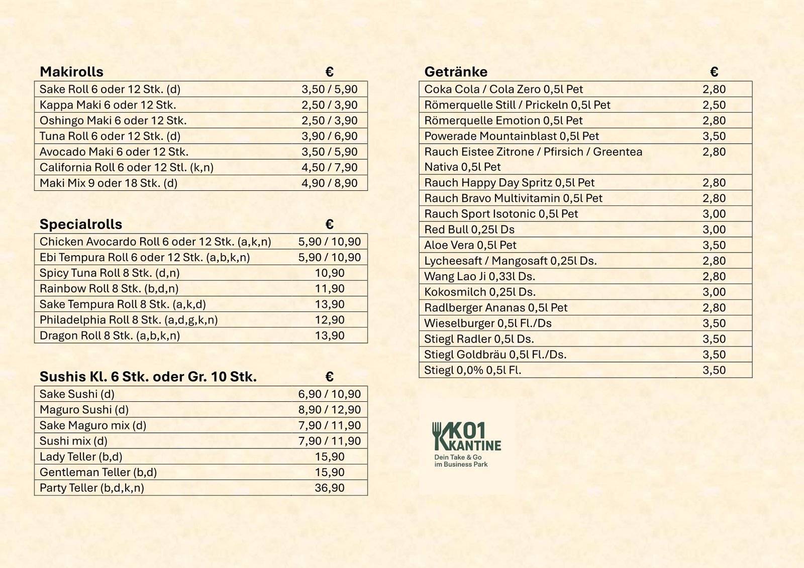 Speisekarte – Seite 2